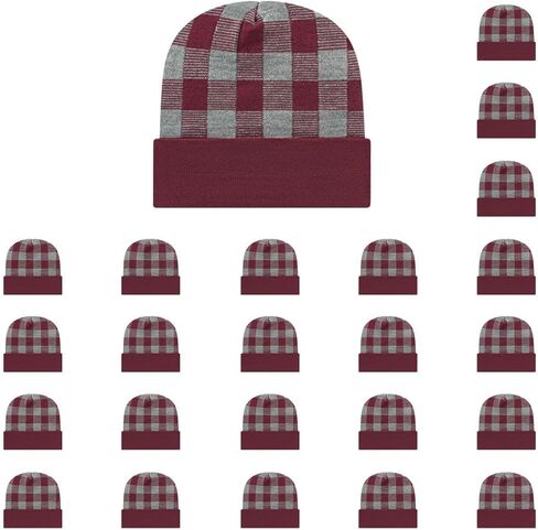 Cap America RKP12 Classic Plaid Pattern Acrylic Blend Made in USA Winter Knit Cap with Cuff | Bulkpack Available in Saudi Arabia