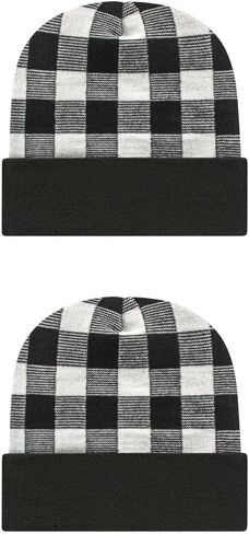 Cap America RKP12 Classic Plaid Pattern Acrylic Blend Made in USA Winter Knit Cap with Cuff | Bulkpack Available in Saudi Arabia