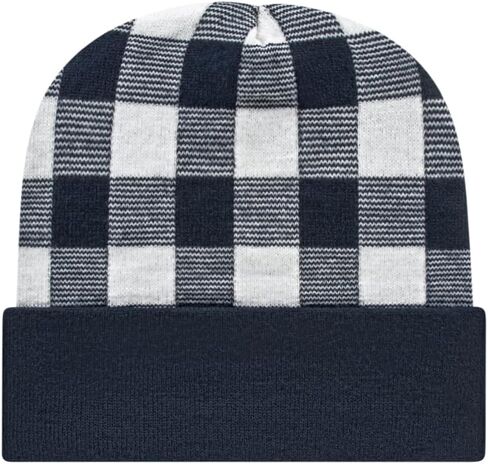 Cap America RKP12 Classic Plaid Pattern Acrylic Blend Made in USA Winter Knit Cap with Cuff | Bulkpack Available in Saudi Arabia