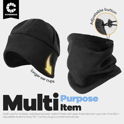 Winter Beanie Hat Scarf Set with Ear Flaps for Men Women Knit Fleece Lined Skull Cap Windproof Neck Warmer Gaiter Coffee in Saudi Arabia