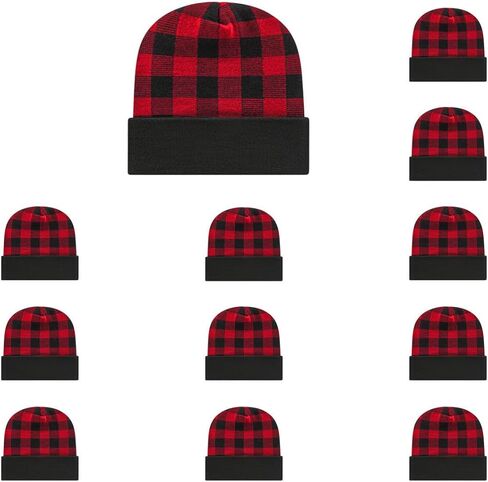 Cap America RKP12 Classic Plaid Pattern Acrylic Blend Made in USA Winter Knit Cap with Cuff | Bulkpack Available in Saudi Arabia