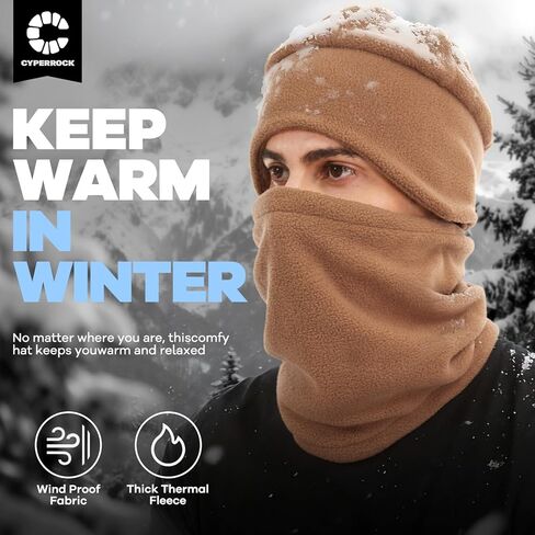 Winter Beanie Hat Scarf Set with Ear Flaps for Men Women Knit Fleece Lined Skull Cap Windproof Neck Warmer Gaiter Coffee in Saudi Arabia