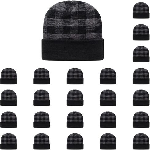 Cap America RKP12 Classic Plaid Pattern Acrylic Blend Made in USA Winter Knit Cap with Cuff | Bulkpack Available in Saudi Arabia