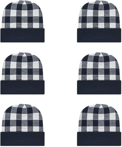 Cap America RKP12 Classic Plaid Pattern Acrylic Blend Made in USA Winter Knit Cap with Cuff | Bulkpack Available in Saudi Arabia