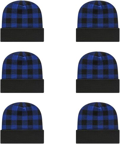 Cap America RKP12 Classic Plaid Pattern Acrylic Blend Made in USA Winter Knit Cap with Cuff | Bulkpack Available in Saudi Arabia