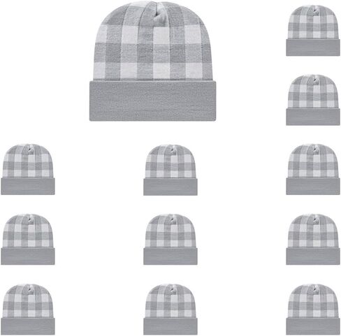 Cap America RKP12 Classic Plaid Pattern Acrylic Blend Made in USA Winter Knit Cap with Cuff | Bulkpack Available in Saudi Arabia