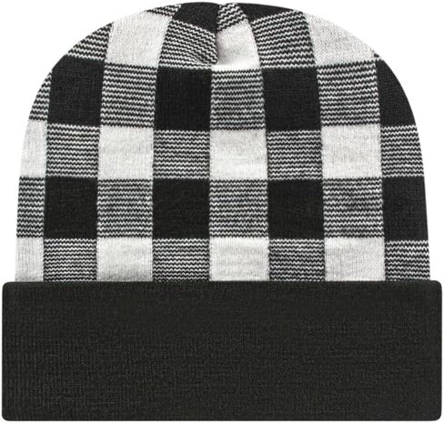 Cap America RKP12 Classic Plaid Pattern Acrylic Blend Made in USA Winter Knit Cap with Cuff | Bulkpack Available in Saudi Arabia