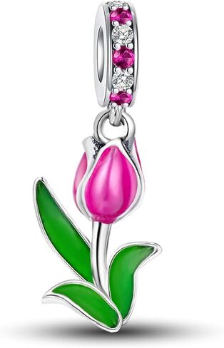 1Pc Silver Charm Fashionable Colourful Flowers Series for Women Bangles DIY And Daily Outfit Matching Jewelry Decoration For Women Gift For Mom in Saudi Arabia