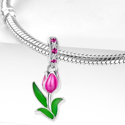 1Pc Silver Charm Fashionable Colourful Flowers Series for Women Bangles DIY And Daily Outfit Matching Jewelry Decoration For Women Gift For Mom in Saudi Arabia