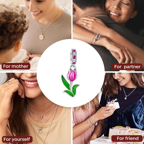 1Pc Silver Charm Fashionable Colourful Flowers Series for Women Bangles DIY And Daily Outfit Matching Jewelry Decoration For Women Gift For Mom in Saudi Arabia