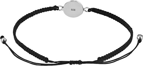 AeraVida Spiritual Mindfulness Charm Symbol .925 Sterling Silver Charm on Black Adjustable Bracelet | Peaceful mantra design Mindfulness Charm Bracelets Sterling Silver | Cotton Rope Strand Mindfulness Charm Bracelet in Saudi Arabia