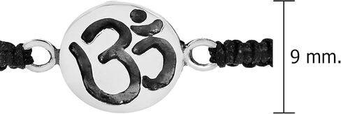 AeraVida Spiritual Mindfulness Charm Symbol .925 Sterling Silver Charm on Black Adjustable Bracelet | Peaceful mantra design Mindfulness Charm Bracelets Sterling Silver | Cotton Rope Strand Mindfulness Charm Bracelet in Saudi Arabia