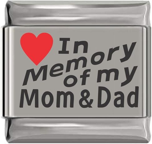 NewCharms In Memory of My Mom and Dad Red Heart Laser Engraved Charm in Saudi Arabia