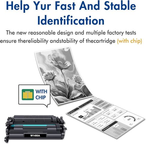 خراطيش حبر 148A W1480A سوداء مكونة من عبوتين (مع شريحة) بديلة متوافقة لطابعة HP 148A 148X W1480X تعمل لطابعة LaserJet Pro 4001dw 4001dn 4001n MFP 4101fdw 4101fdn in Kuwait