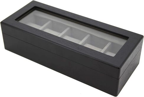 Tech Swiss 5 Watch Box Black Wood Grain XL Large Compartments High Glass Window in Kuwait