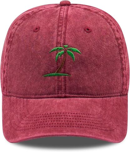 Embroidered Palm Tree Baseball Cap for Men Women, Funny Washed Cotton Classic Dad Hat, Beach Outdoor Gifts Ideas in Saudi Arabia