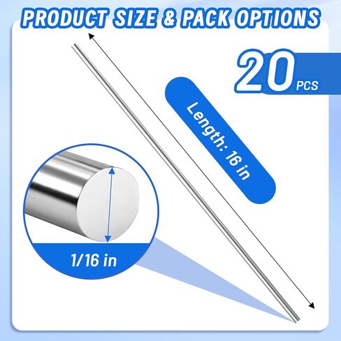 Convivium ER308L Stainless Steel TIG Welding Rods 1/16" x 16", 20pcs Low Carbon TIG Filler Rod Set for 304 Stainless Steel, High Strength Corrosion Resistant Welding Wire in Kuwait