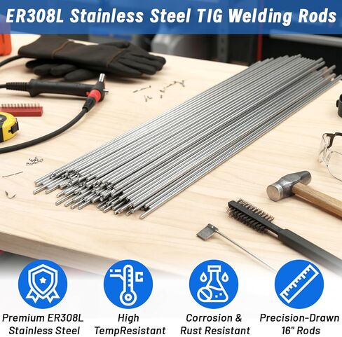 Convivium ER308L Stainless Steel TIG Welding Rods 1/16" x 16", 20pcs Low Carbon TIG Filler Rod Set for 304 Stainless Steel, High Strength Corrosion Resistant Welding Wire in Kuwait
