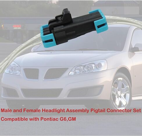 HiSport 2 Pack 5 Pin Male and Female Sealed Headlight Assembly Connector Plug Pigtail Wire Wiring Harness Compatible with GM Pontiac G6 in Saudi Arabia