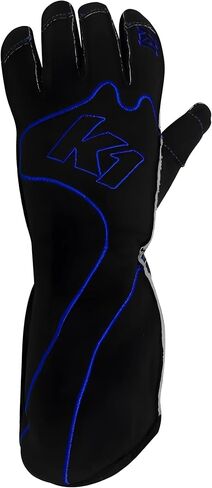 K1 RaceGear Driving Gloves, RS1, Single Layer, Cotton/Polyester, Black/Blue, Small, Pair in Kuwait