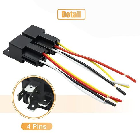 2 Pcs JD-2912 4 Pin DC 36V 40A Multi-Purpose Automotive Relay - Heavy Duty Standard Relay for Car Motor, Universal Replacement Accessories with Harness in Saudi Arabia