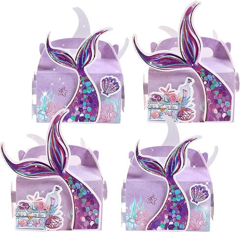 12 قطعة من حقائب حورية البحر للحفلات بتصميم حورية البحر من 12 قطعة من Roaring Good Party Bags Mermaid Party Favor Box Mermaid Birthday Party Supplies Party Supplies Under the Sea in Kuwait