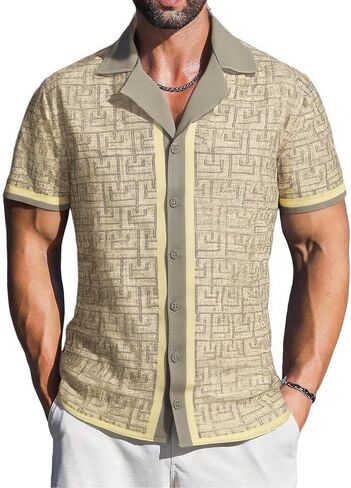 Damipow Mens Hawaiian Shirt Short Sleeve Cotton Linen Button Down Shirts Summer Beach Casual Cuban Collar Floral Shirt in Kuwait