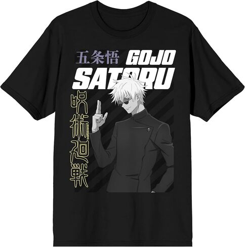 Bioworld Jujutsu Kaisen Gojo Satoru Action Pose & Kanji Adult Black Crew Neck Short Sleeve T-Shirt in Saudi Arabia