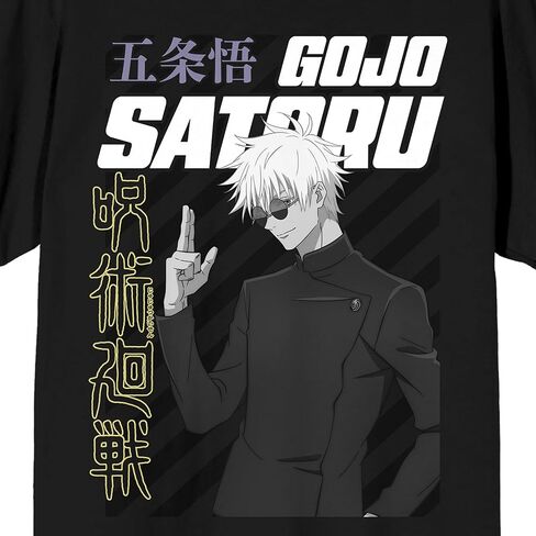 Bioworld Jujutsu Kaisen Gojo Satoru Action Pose & Kanji Adult Black Crew Neck Short Sleeve T-Shirt in Saudi Arabia