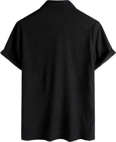 Mens Lightweight Casual Polo Shirts Short Sleeve Stretchy Summer Vacation Beach Shirt Textured Striped Golf Shirts in Saudi Arabia