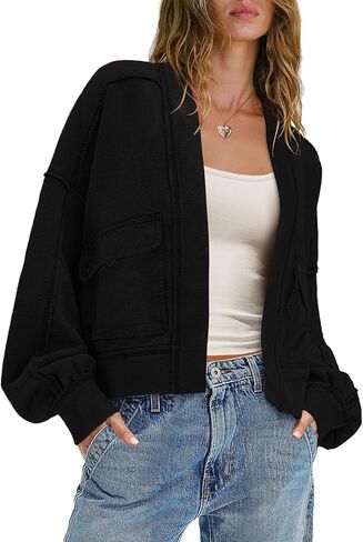 SENSERISE Womens Open Front Sweatshirt Cardigan Oversized Cardigan Casual Long Sleeve Fall Outfits Jacket with Pockets in Kuwait