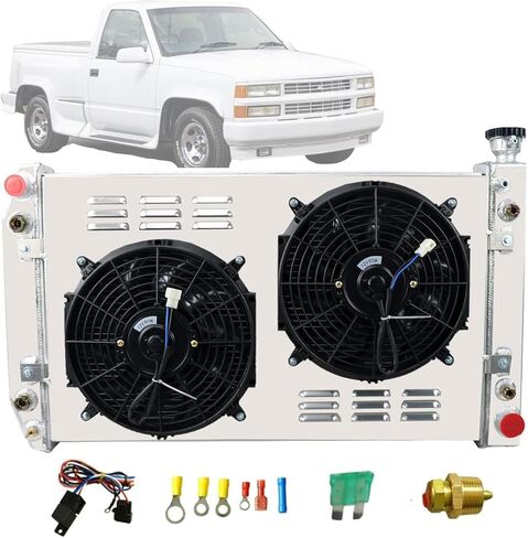 3 Row Radiator Compatible with 1988-1995 Chevy GMC C1500 C2500 K1500 K2500 5.0L 5.7L 350 305 V8 Silverado Cheyenne Truck (3-Row Radiator Fans Shroud Set) in Kuwait
