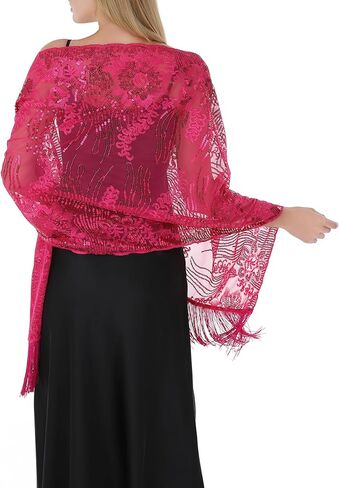 شالات وأغطية لفساتين السهرة، شال دانتيل ترتر لامع للسيدات، وشاح رسمي أنيق لتغطية حفلات الزفاف in Kuwait