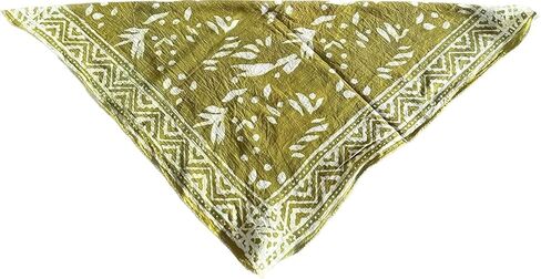 وشاح قطني عصري مصنوع يدويًا - باندانا فريدة من نوعها بتصميم طباعة كتلة 100% قطن طباعة كتلة يدوية وشاح باندانا عصابة رأس عصابة رأس مصنوعة يدويًا، ألوان طبيعية، لون عضوي in Kuwait