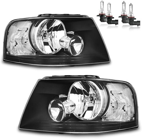 Headlights Assembly for 2003-2006 Ford Expedition Halogen Headlamp Replacement, High/Low Beam W/Bulbs, Driver&Passenger Side in Saudi Arabia