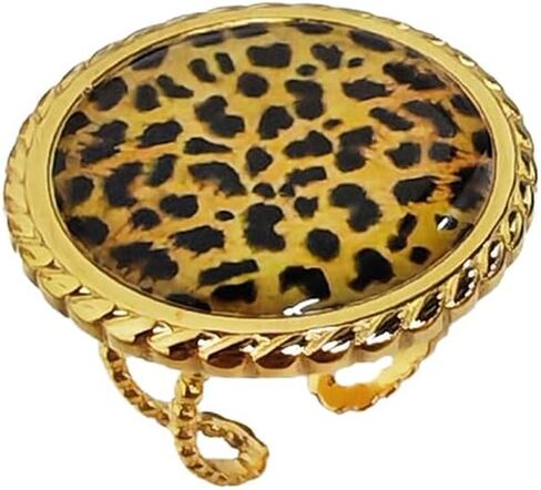 Vintage Round Coin Disic Leopard Print Ring for Women Trendy Geometry Adjustable Ring Unique Open Band Stainless Steel Gold-Tone Plated Comfort Fit Costume Jewelry Cocktail Party Prom Accessories in Saudi Arabia