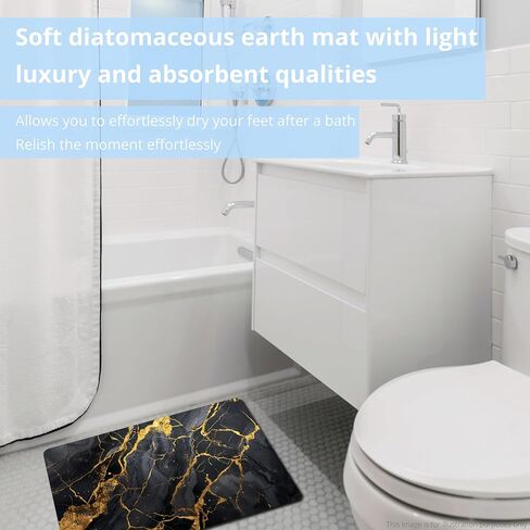 Bathroom Mat Rug Black Marble Patterned, Mat for Master Guest Bath Floor, Kitchen Bathroom Sink, Non-Slip, Ultra-Thin, Absorbent, Quick Dry, Aesthetic Bath Mat, Rubber Backing, 17 x 24 in in Saudi Arabia