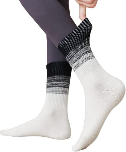 2 Pairs Pilates Socks for Women with Non Slip Grippers, Yoga Crew Socks for Barre Hospital Sticky Slipper Sock in Saudi Arabia