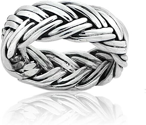 Hoops & Loops Sterling Silver Oxidized Woven Braid Eternity Band Ring in Saudi Arabia