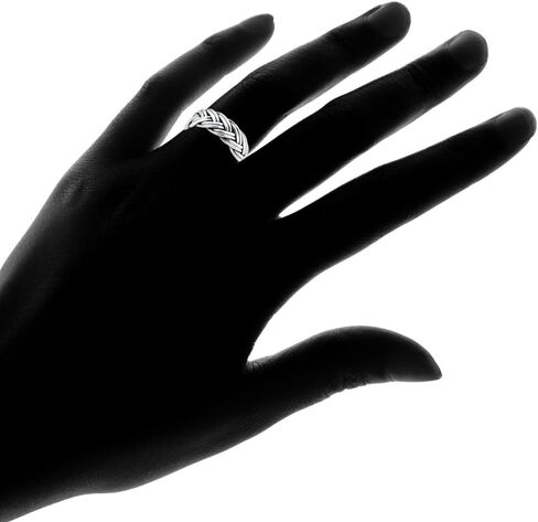 Hoops & Loops Sterling Silver Oxidized Woven Braid Eternity Band Ring in Saudi Arabia