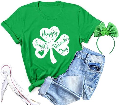 St Patrick's Day Shirts for Women Irish Shamrock Shenanigans Graphic Tee Lucky Clover Carnival Parade Outfits in Saudi Arabia