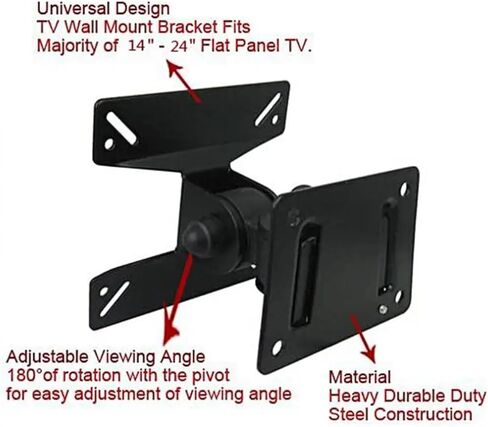 180 Degree Rotation TV Wall Mount 14-27 Inch LCD LED Panel Plasma Swivel TV Stand Bracket in Saudi Arabia