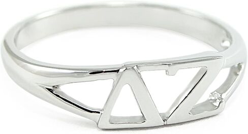 The Collegiate Standard Sterling Silver Delta Zeta Sorority Ring with Greek Cut-Out Letters in Kuwait