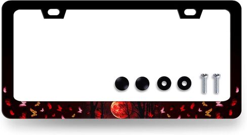 Hawaii Palm Trees License Plate Frame Colorful Beach License Plate Holder Universal Stainless Steel Auto Parts with 2 Holes and Screws 12.2" x 6.2" for Men Women Cars Decoration in Kuwait