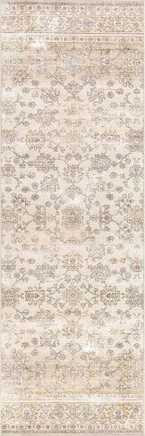 Nuloom Splashguard Sia Beige/Ivory, 2'6" x 8', Vintage, Soft and Cozy, High Traffic, Stain Resistant, Easy Clean, Durable, Machine Washable Runner for Bedroom, Living Room, Dining, Entryway in Saudi Arabia