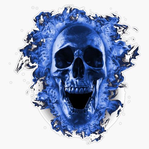 LAD Studio Skull in Blue Fire Sticker Bumper Sticker Vinyl Decal 5"" in Saudi Arabia
