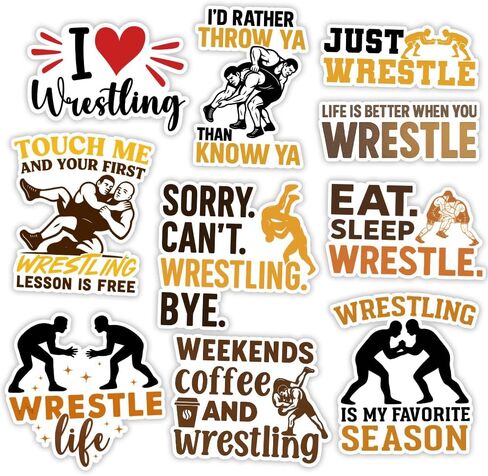 MAIANEY | 10PCS Wrestling Stickers Pack 3 Inch for Wrestlers Fans – Funny Sports Vinyl Stickers for Water Bottle Notebook – Wrestling Motivational Quotes Decals – Gifts for Athletes Teens Coaches in Saudi Arabia
