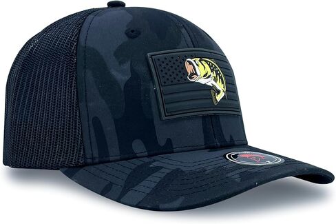 Premium Bass Fishing American Flag Hat - Mens, Womens, Outdoors, Hunting, Fishing, Patriotic in Saudi Arabia