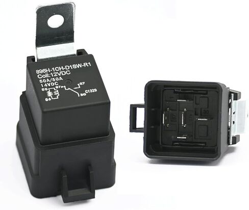 2 Pcs 896H-1CH-D1SW-R1, 896H-1CH-D1SW-R1-U30 High Power Skirted Fit for Mini Relay Relay, 50A, 12VDC SPDT with Resistor & Bracket 5 Pins in Saudi Arabia