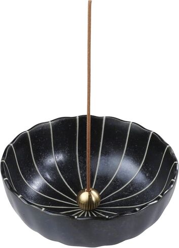 Asayu Japanese Lotus Incense Holder for Sticks 4.1 inch (105mm), Traditional Made in Japan Ceramic Ash Catcher and Brass Incense Burner Set - Light Green in Saudi Arabia